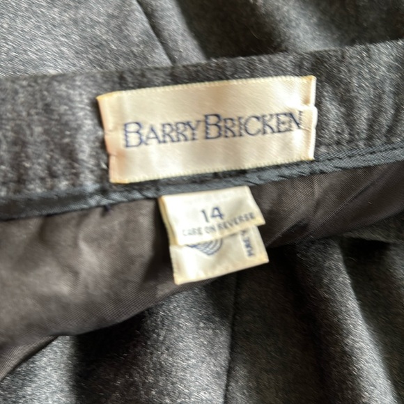 Vintage 100% virgin wool 14 Barry Bricken charcoal midi length fully lined skirt - Picture 2 of 7
